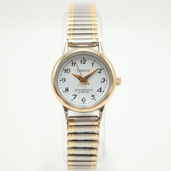 Carriage by Timex Womens Two Tone Watch 22mm Expansion Band w New Battery - Picture 6 of 12
